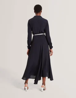 New Lobster Limited Kleider|Luftiger Blues Bearbeiten<Asymmetrisches Crêpe-Midi-Hemdkleid