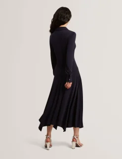 New Lobster Limited Luftiger Blues Bearbeiten|Kleider<Asymmetrisches Jersey-Midi-Hemdkleid