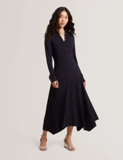 New Lobster Limited Luftiger Blues Bearbeiten|Kleider<Asymmetrisches Jersey-Midi-Hemdkleid