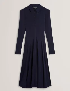 New Lobster Limited Luftiger Blues Bearbeiten|Kleider<Asymmetrisches Jersey-Midi-Hemdkleid