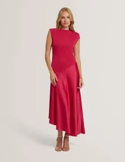 New Lobster Limited Festliche Kleidung|Kleider<Asymmetrisches Midikleid aus Satin mit Einsätzen