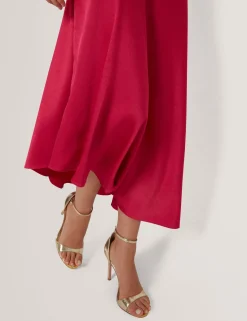 New Lobster Limited Festliche Kleidung|Kleider<Asymmetrisches Midikleid aus Satin mit Einsätzen