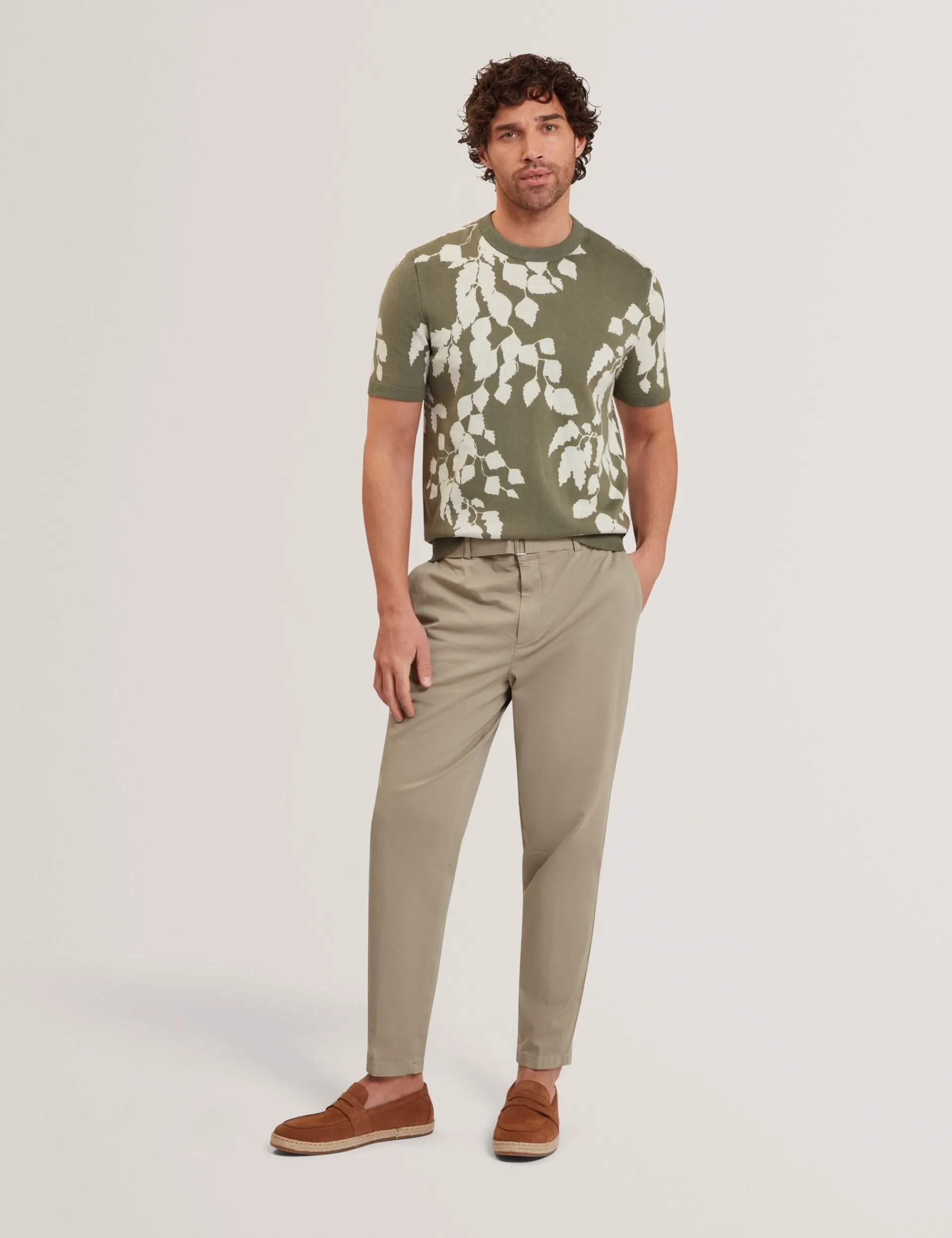 New Lobster Limited Oberteile & T-Shirts|Im Trend: Gestrickte Tops<Baumwoll-Feinstrick-T-Shirt mit Blätterprint