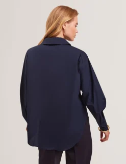 New Lobster Limited Oberteile & Blusen|Luftiger Blues Bearbeiten<Baumwollhemd mit übergroßem Latzdetail