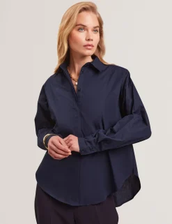New Lobster Limited Oberteile & Blusen|Luftiger Blues Bearbeiten<Baumwollhemd mit übergroßem Latzdetail