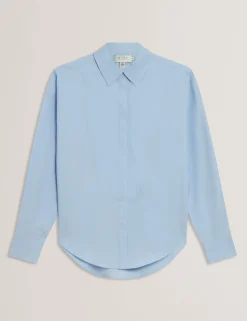 New Lobster Limited Oberteile & Blusen|Luftiger Blues Bearbeiten<Baumwollhemd mit übergroßem Latzdetail
