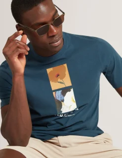 New Lobster Limited Der Weihnachtsladen|Breezy Blues Bearbeiten<Baumwoll-T-Shirt mit doppeltem Blumenmuster