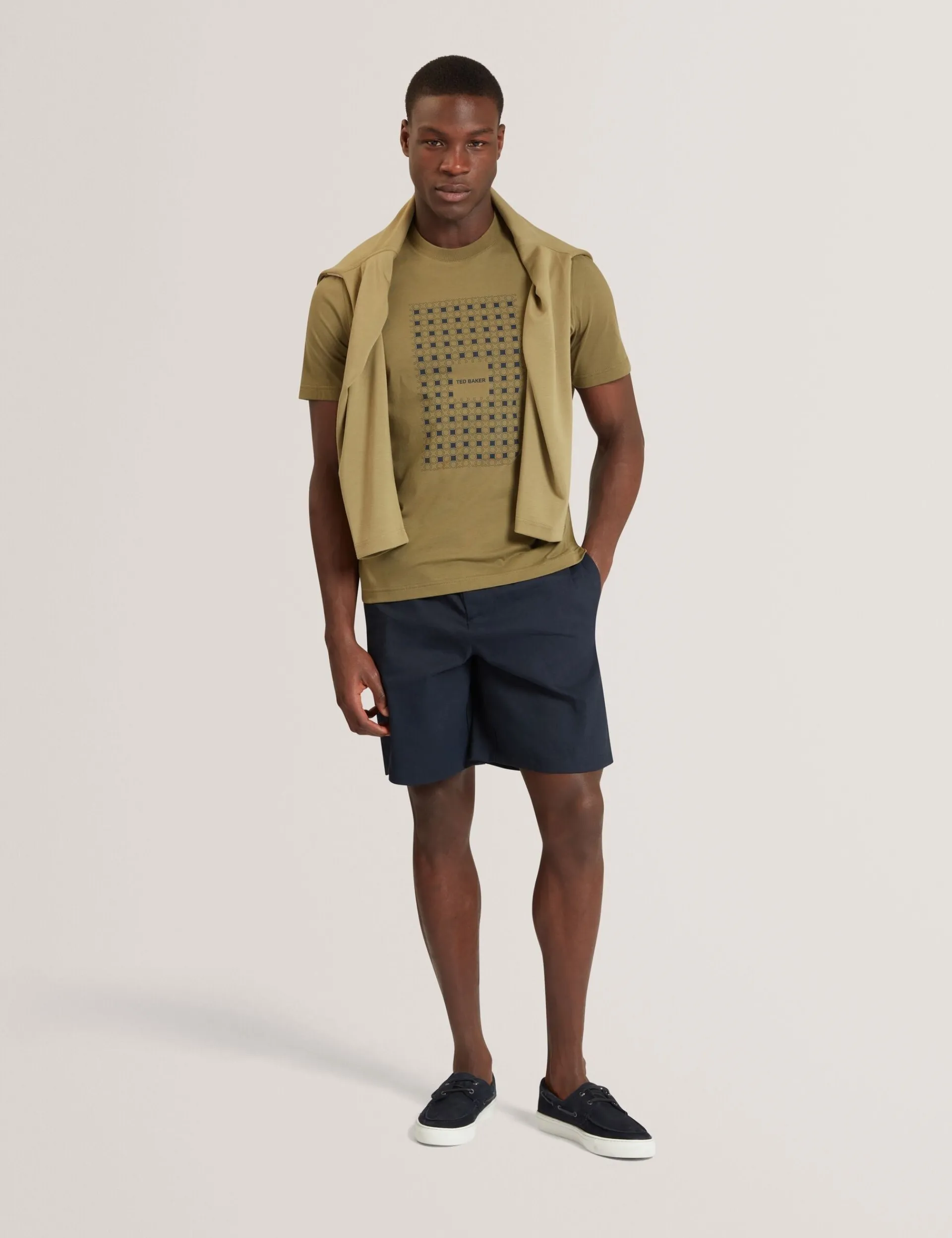 New Lobster Limited Der Weihnachtsladen|Breezy Blues Bearbeiten<Baumwoll-T-Shirt mit Fliesenmuster und Rundhalsausschnitt