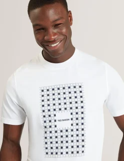 New Lobster Limited Der Weihnachtsladen|Breezy Blues Bearbeiten<Baumwoll-T-Shirt mit Fliesenmuster und Rundhalsausschnitt