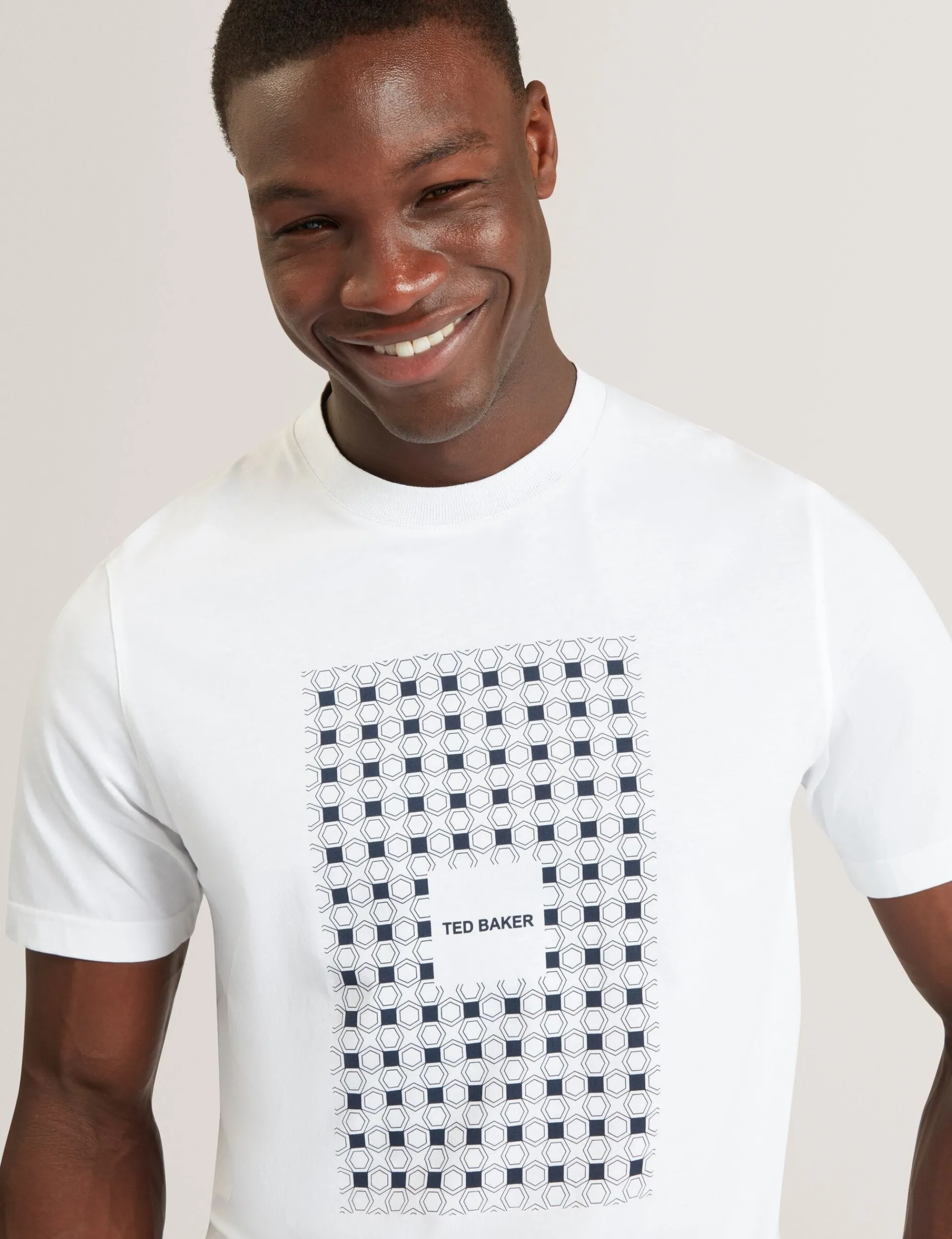 New Lobster Limited Der Weihnachtsladen|Breezy Blues Bearbeiten<Baumwoll-T-Shirt mit Fliesenmuster und Rundhalsausschnitt