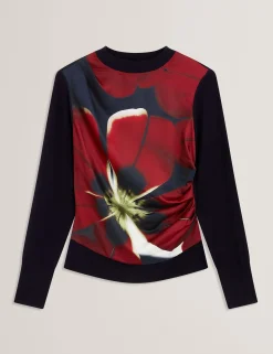 New Lobster Limited Die Satin-Kollektion|Arbeitskleidung<Bedrucktes Feinstrickoberteil mit Satin-Vorderseite