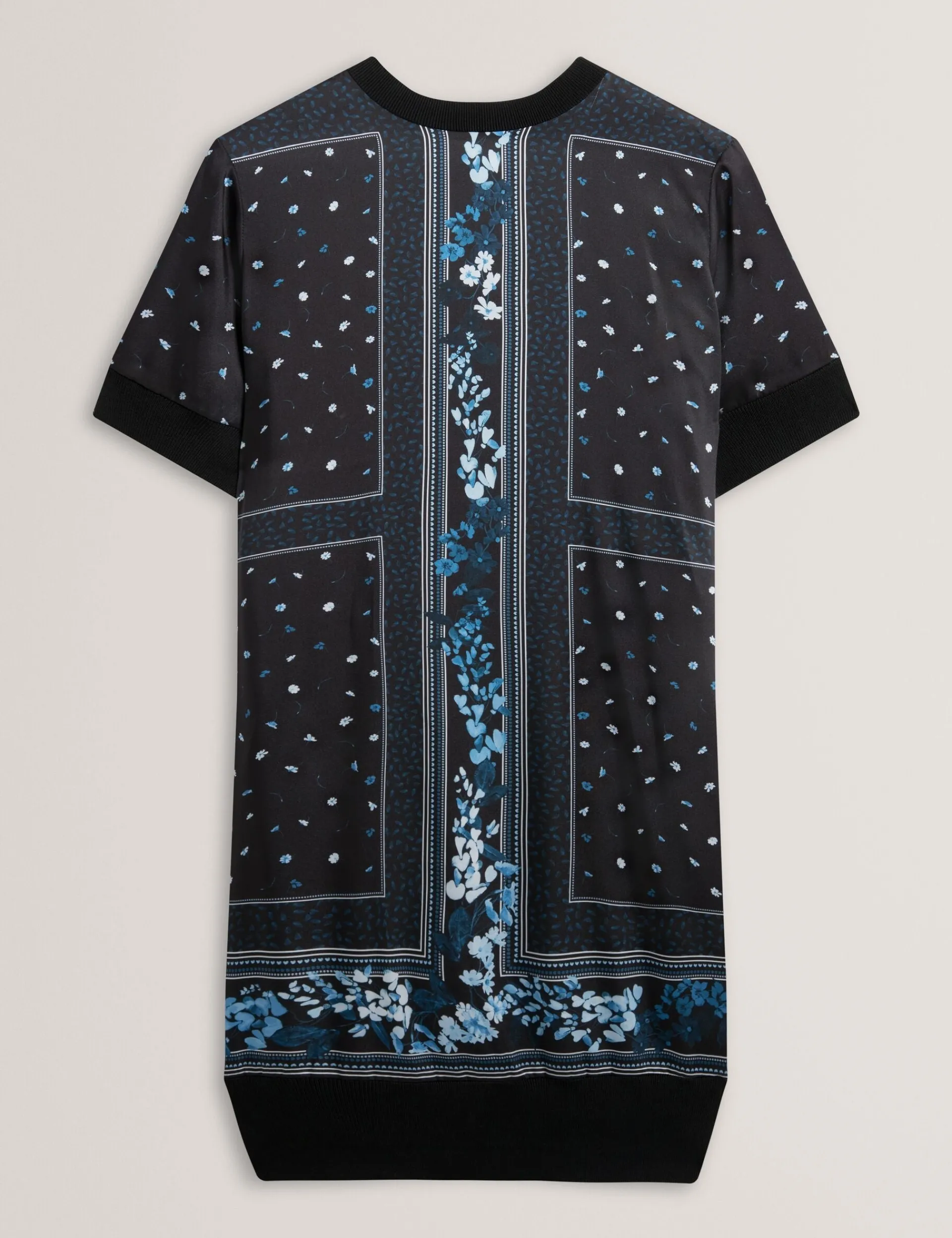 New Lobster Limited Kleider|Die Satin-Kollektion<Blaues, kastenförmiges Strickkleid mit Schalmuster