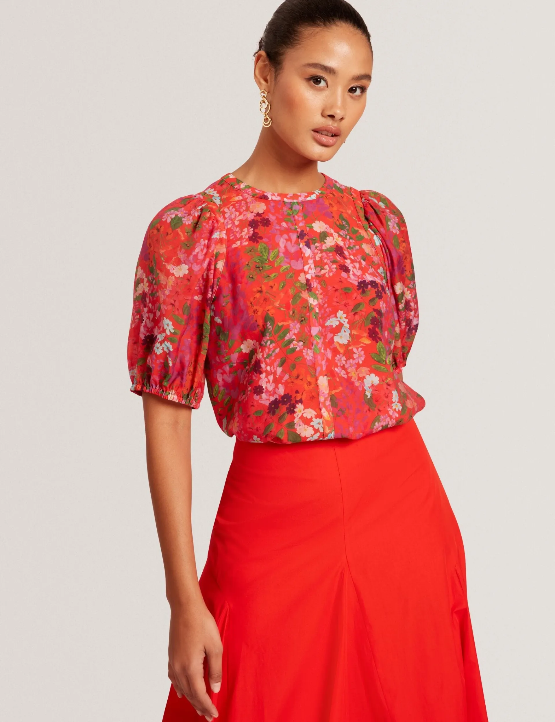 New Lobster Limited Oberteile & Blusen|Der Weihnachtsladen<Bluse mit Blütenmuster und Puffärmeln