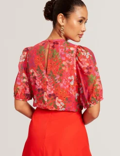 New Lobster Limited Oberteile & Blusen|Der Weihnachtsladen<Bluse mit Blütenmuster und Puffärmeln