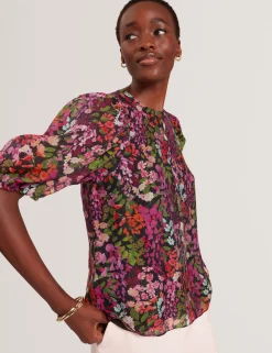 New Lobster Limited Oberteile & Blusen|Der Weihnachtsladen<Bluse mit Blütenmuster und Puffärmeln