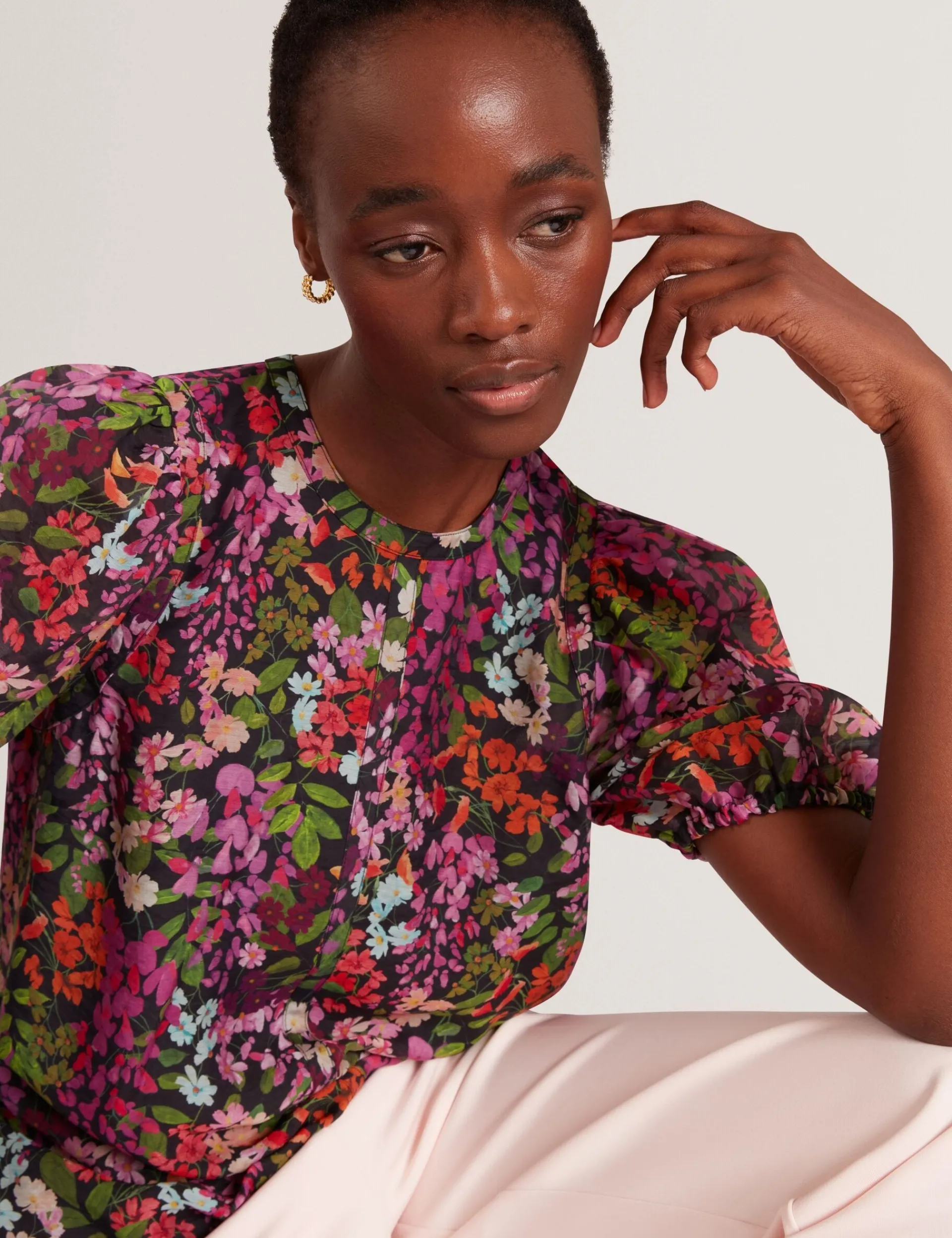 New Lobster Limited Oberteile & Blusen|Der Weihnachtsladen<Bluse mit Blütenmuster und Puffärmeln