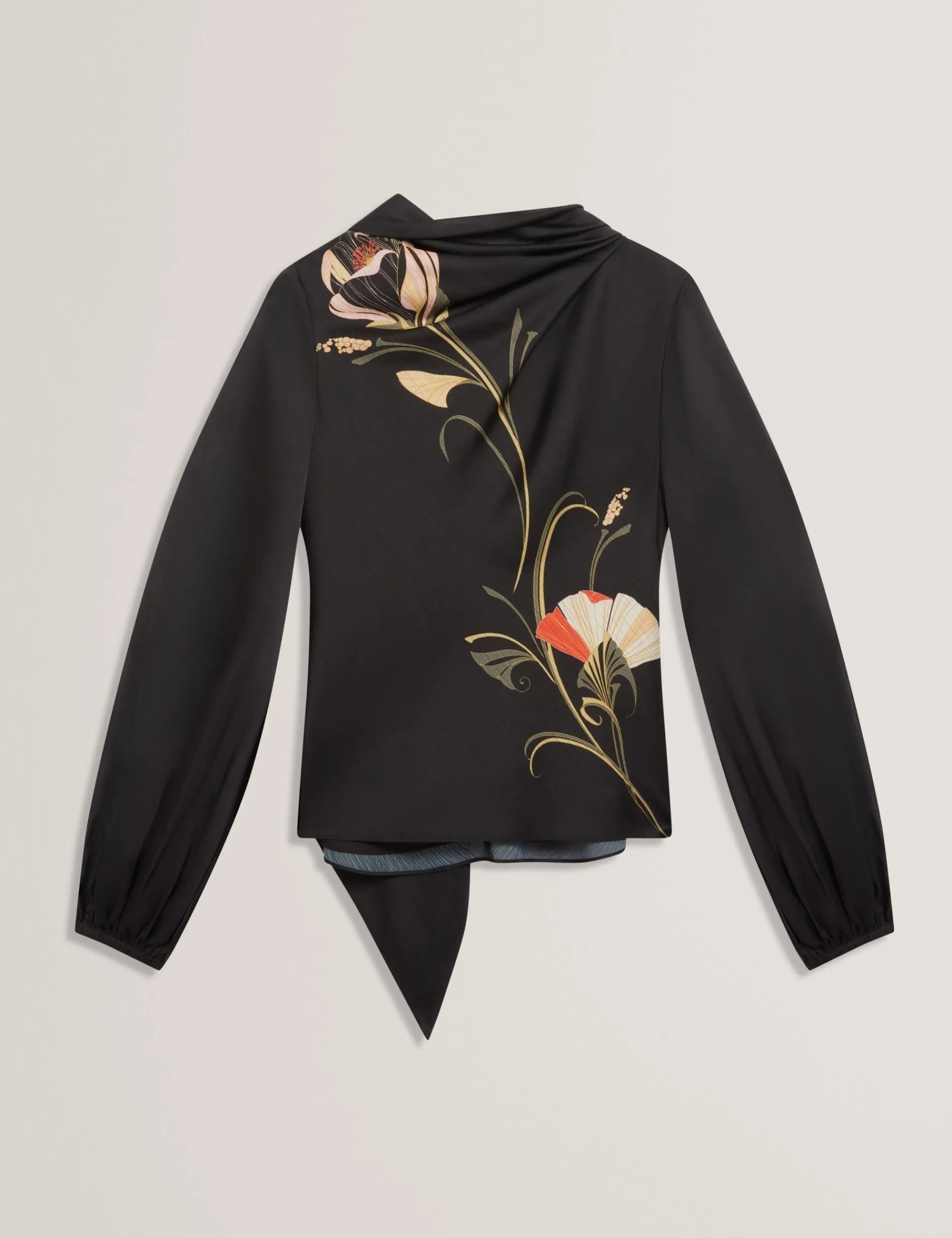 New Lobster Limited Arbeitskleidung|Anzüge & Zweiteiler<Bluse mit nouveau-wirbelartigem Bindekragen und langen Ärmeln
