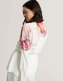 New Lobster Limited Festliche Kleidung|Oberteile & Blusen<Bluse mit Printdetails, Wickeloptik und langen Ärmeln