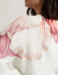 New Lobster Limited Festliche Kleidung|Oberteile & Blusen<Bluse mit Printdetails, Wickeloptik und langen Ärmeln