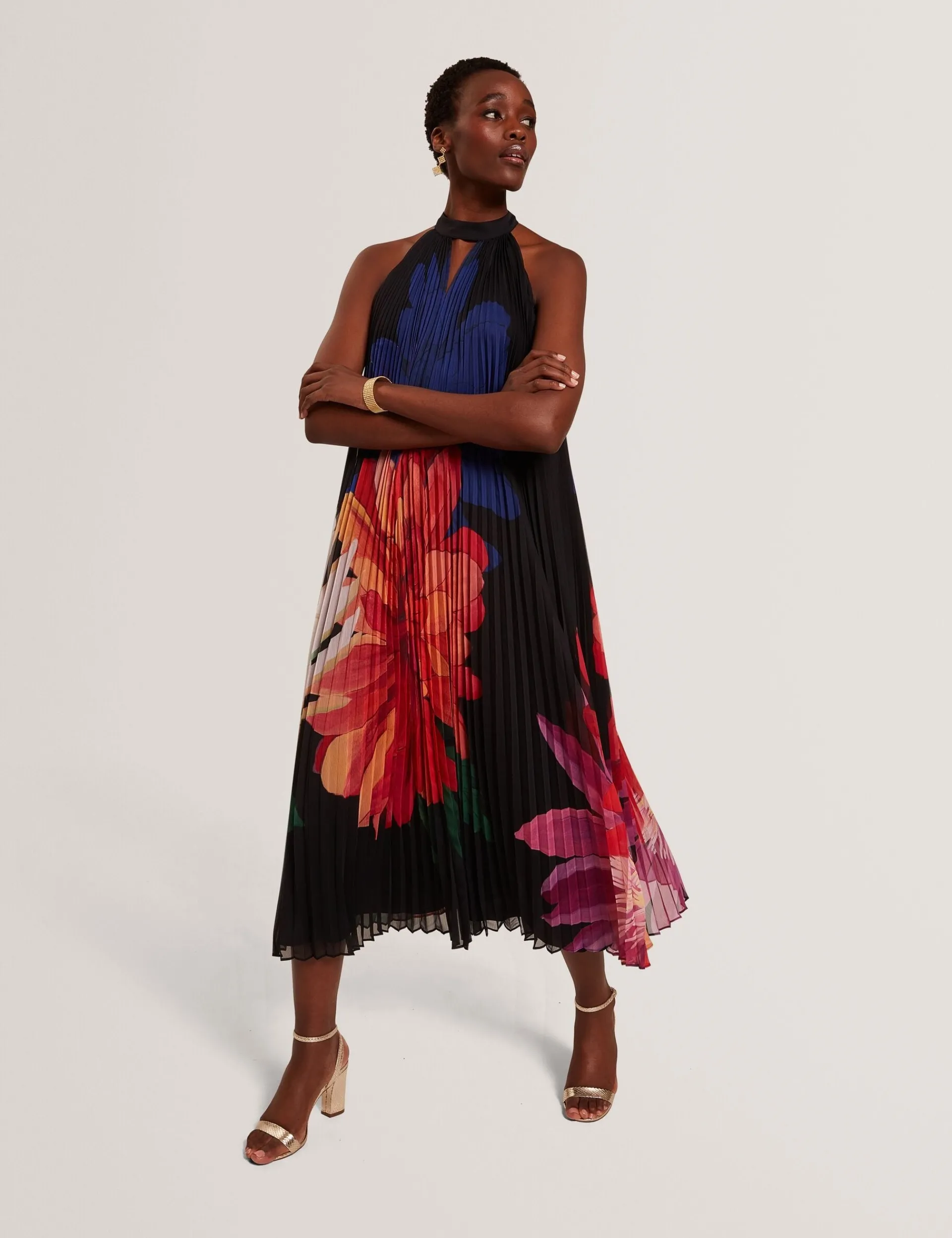 New Lobster Limited Festliche Kleidung|Der Weihnachtsladen<Bold Bloom Plissee-Midikleid mit Neckholder