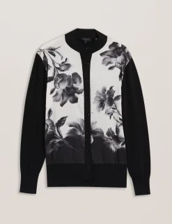 New Lobster Limited Oberteile & Blusen|Pullover & Strickjacken<Cardigan mit einfarbigem Print und gewebter Vorderseite