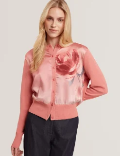 New Lobster Limited Die Satin-Kollektion|Arbeitskleidung<Cardigan mit Rosenprint und Webfront