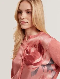 New Lobster Limited Die Satin-Kollektion|Arbeitskleidung<Cardigan mit Rosenprint und Webfront
