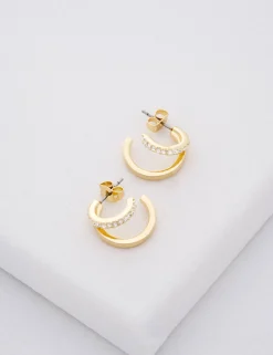 Damen Licensee Simon Harrison Damenschmuck|Golden Hour<Doppelcreolen aus Kristall