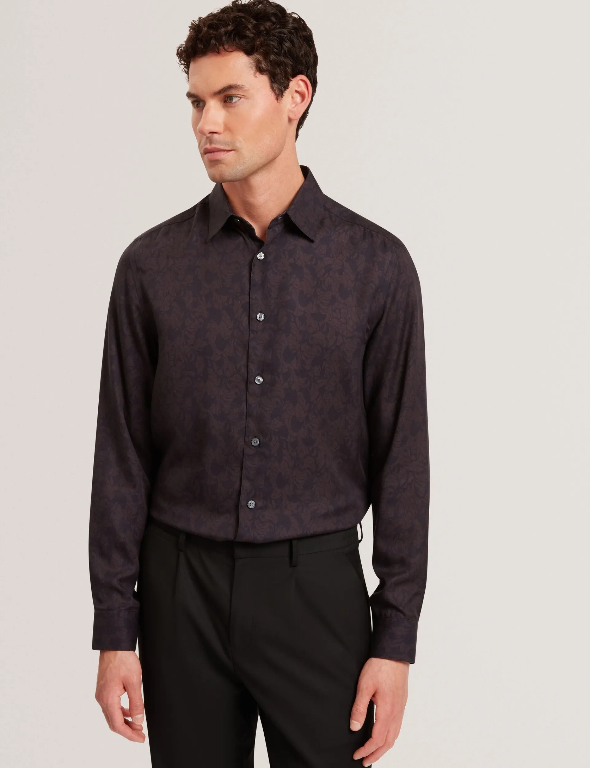 New Lobster Limited Shirts<Dunkelblaues, gewebtes Hemd mit Blumenmuster