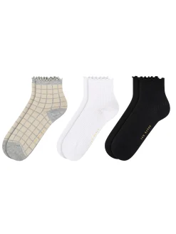 United Legwear & Apparel Co. Sämtliches Zubehör|Socken<3er-Pack gemischte Rüschen-Knöchelsocken