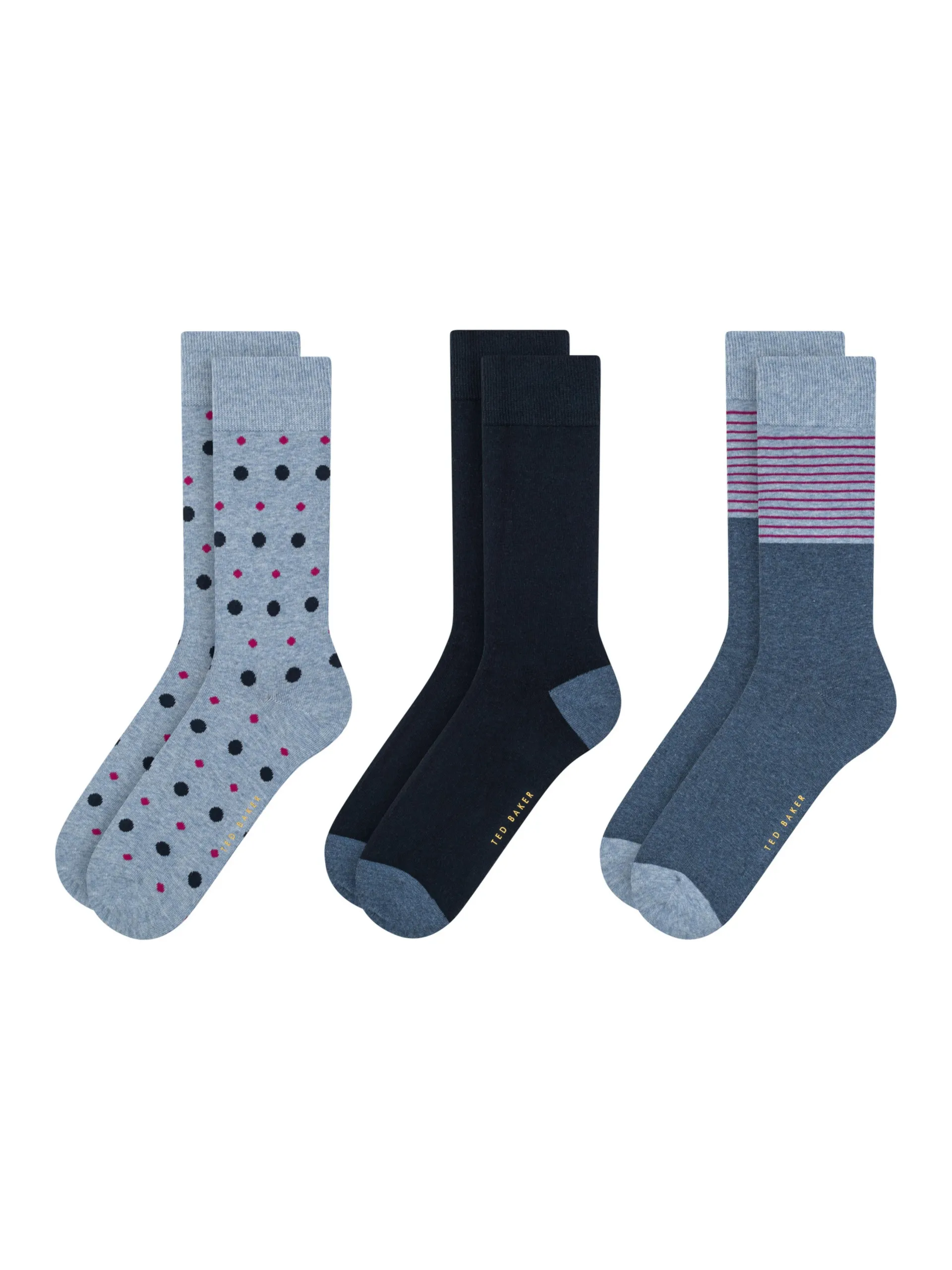 United Legwear & Apparel Co. Sämtliches Zubehör|Socken<3er-Pack gepunktete und gestreifte Socken aus Baumwollmischgewebe
