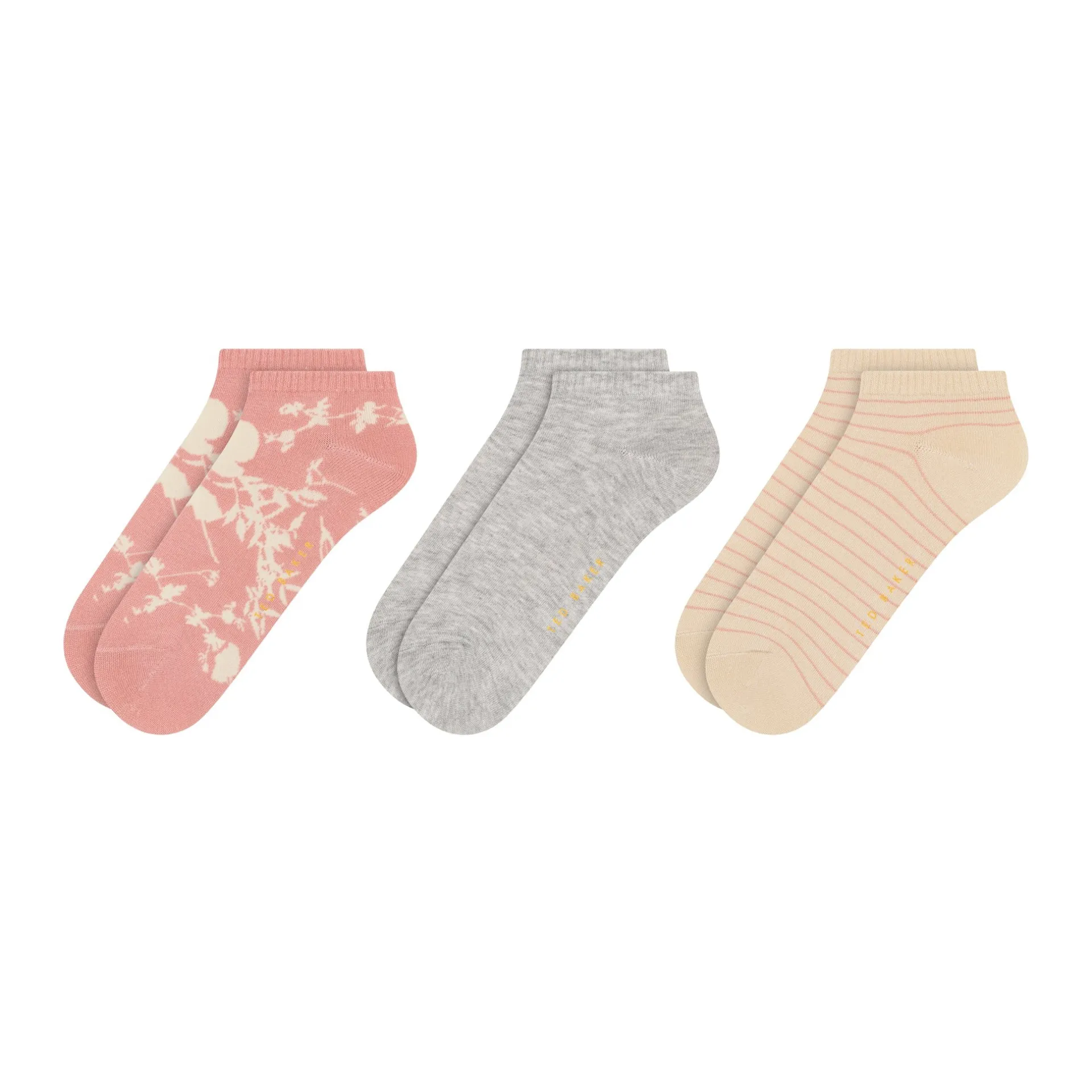 United Legwear & Apparel Co. Sämtliches Zubehör|Socken<3er-Pack kontrastfarbene Zehenkappen-Sneakersocken