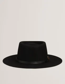 Damen New Lobster Limited Arbeitskleidung|Luxusgeschenke Für Damen<Fedora-Hut aus reiner Wolle mit Lederschnalle