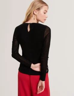 New Lobster Limited Oberteile & Blusen<Figurbetontes Langarm-Top aus Samt-Mesh