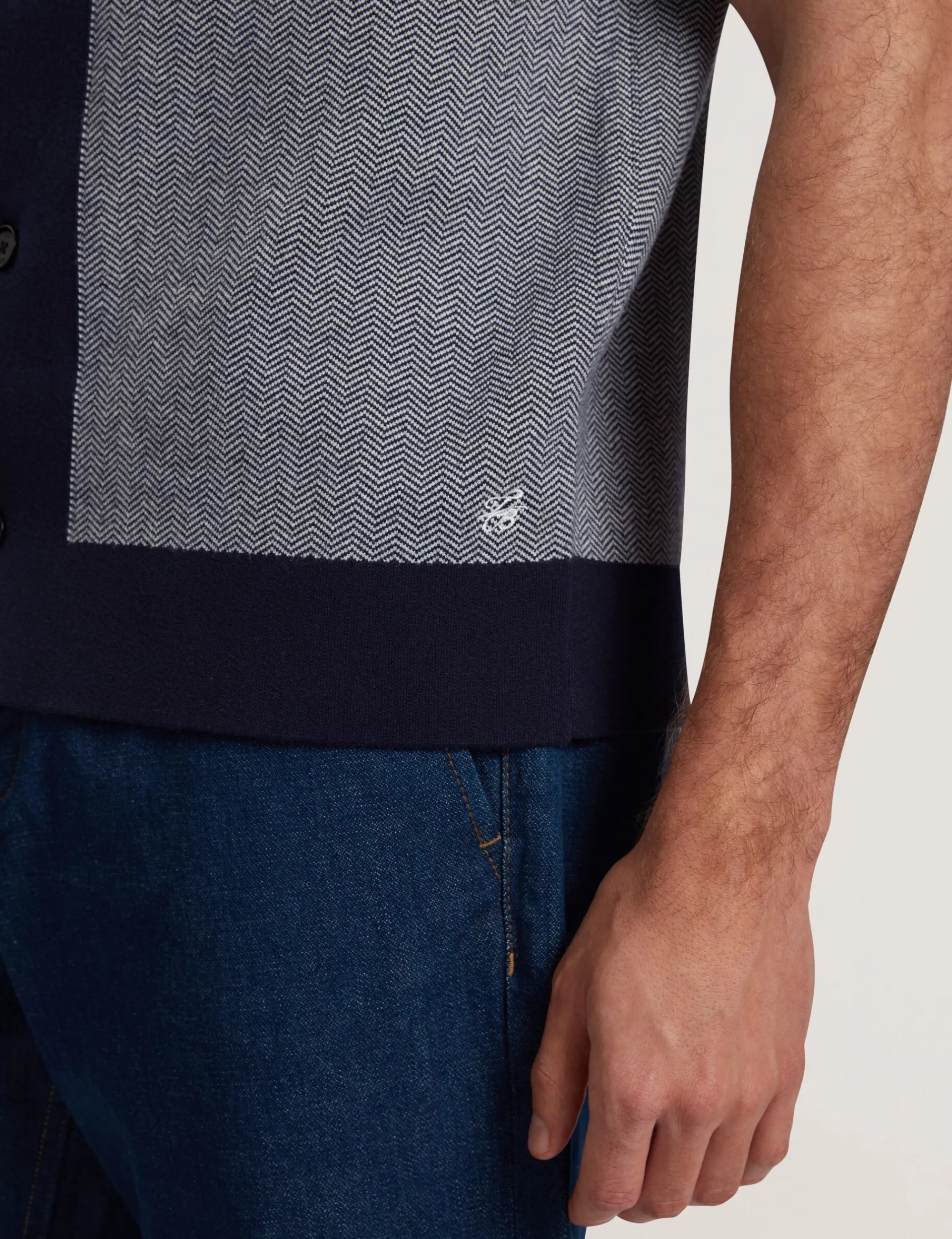 New Lobster Limited Breezy Blues Bearbeiten|Shirts<Fischgrät-Strickhemd mit Farbblock-Design