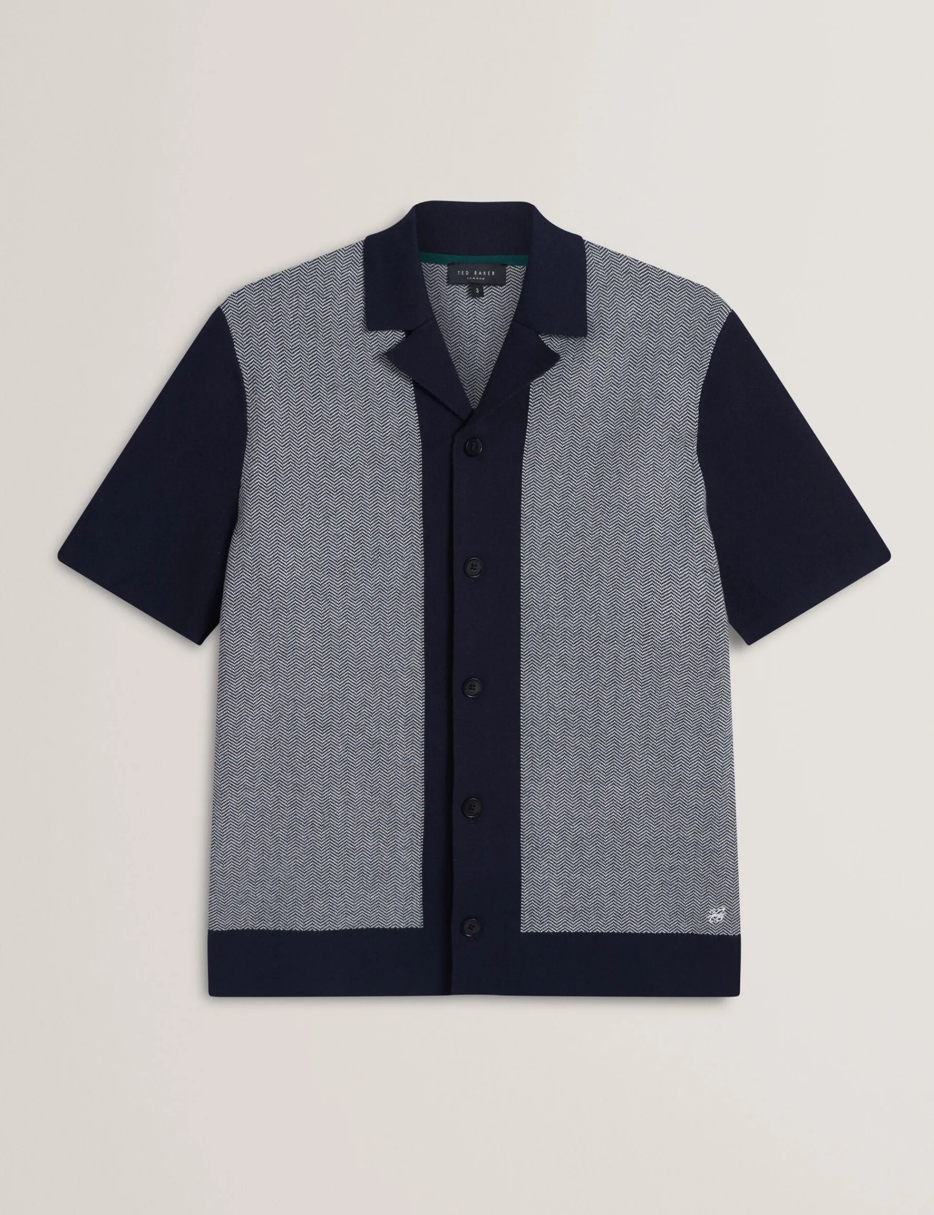 New Lobster Limited Breezy Blues Bearbeiten|Shirts<Fischgrät-Strickhemd mit Farbblock-Design