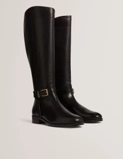 New Lobster Limited Stiefel<Flache Lederreitstiefel mit Gürteldetail