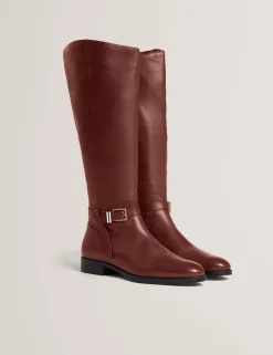 New Lobster Limited Stiefel<Flache Lederreitstiefel mit Gürteldetail