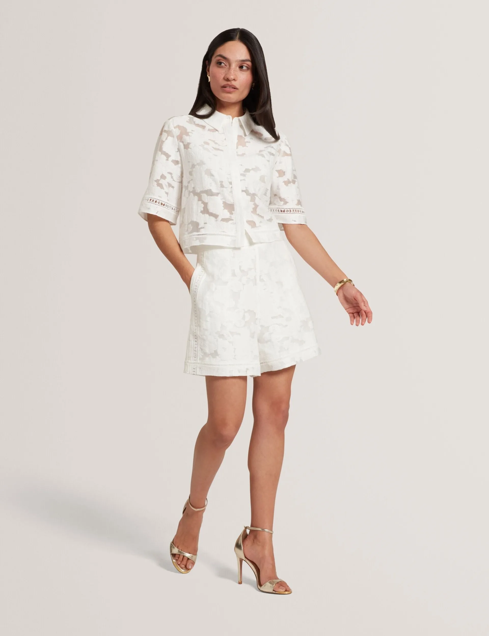 New Lobster Limited Anzüge & Zweiteiler|Hosen & Shorts<Florale Textur Hochgeschnittene Webshorts