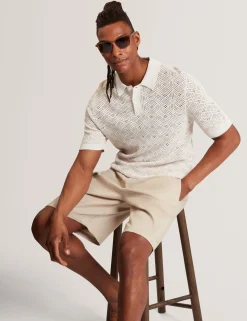 Herren New Lobster Limited Luxusgeschenke Für Herren|Der Weihnachtsladen<Geometrisches, offenes Strick-Kurzarm-Polo