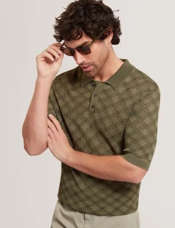 Herren New Lobster Limited Luxusgeschenke Für Herren|Der Weihnachtsladen<Geometrisches, offenes Strick-Kurzarm-Polo