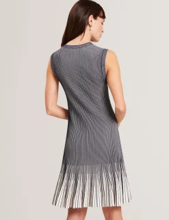 New Lobster Limited Luftiger Blues Bearbeiten|Kleider<Geripptes Strick-Minikleid mit umgeschlagenem Saum