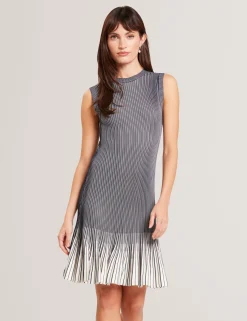 New Lobster Limited Luftiger Blues Bearbeiten|Kleider<Geripptes Strick-Minikleid mit umgeschlagenem Saum
