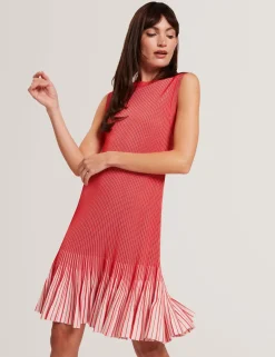 New Lobster Limited Luftiger Blues Bearbeiten|Kleider<Geripptes Strick-Minikleid mit umgeschlagenem Saum