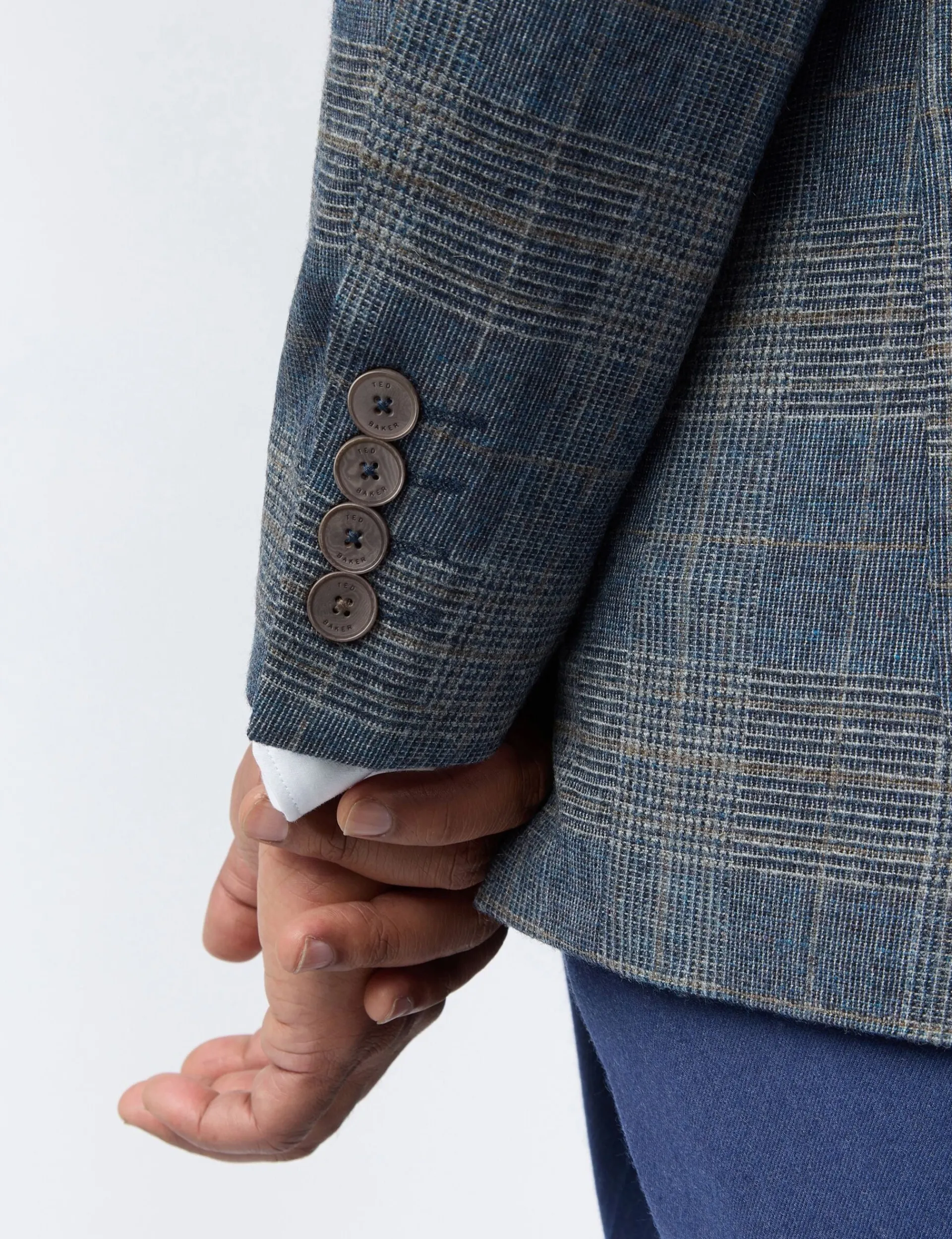 Licensee Baird Group Breezy Blues Bearbeiten|Arbeitskleidung<Glen Check Blazer aus hochwertigem Wollmischgewebe, schmal geschnitten