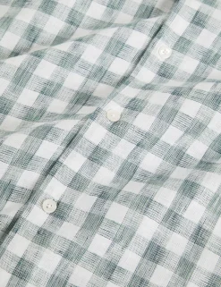 New Lobster Limited Breezy Blues Bearbeiten|Shirts<Grindle kariertes Langarmhemd aus Leinenmischung