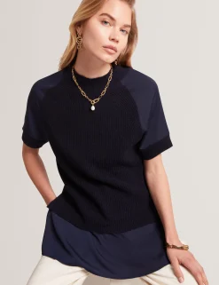 New Lobster Limited Oberteile & Blusen|Pullover & Strickjacken<Grobstrick-Kurzarmshirt mit Hemdsaum