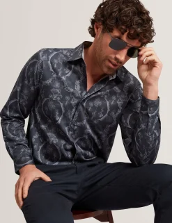 Herren New Lobster Limited Luxusgeschenke Für Herren|Shirts<Hemd aus dehnbarem Baumwoll-Stretch mit botanischer Spitze