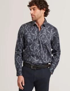 Herren New Lobster Limited Luxusgeschenke Für Herren|Shirts<Hemd aus dehnbarem Baumwoll-Stretch mit botanischer Spitze
