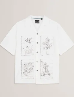 New Lobster Limited Breezy Blues Bearbeiten|Shirts<Hemd aus Leinenmischung mit Panelprint, lässig geschnitten